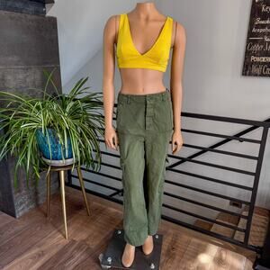 Universal Thread Green Cargo Pants High Rise Wide Leg Barrel Utility Size 2